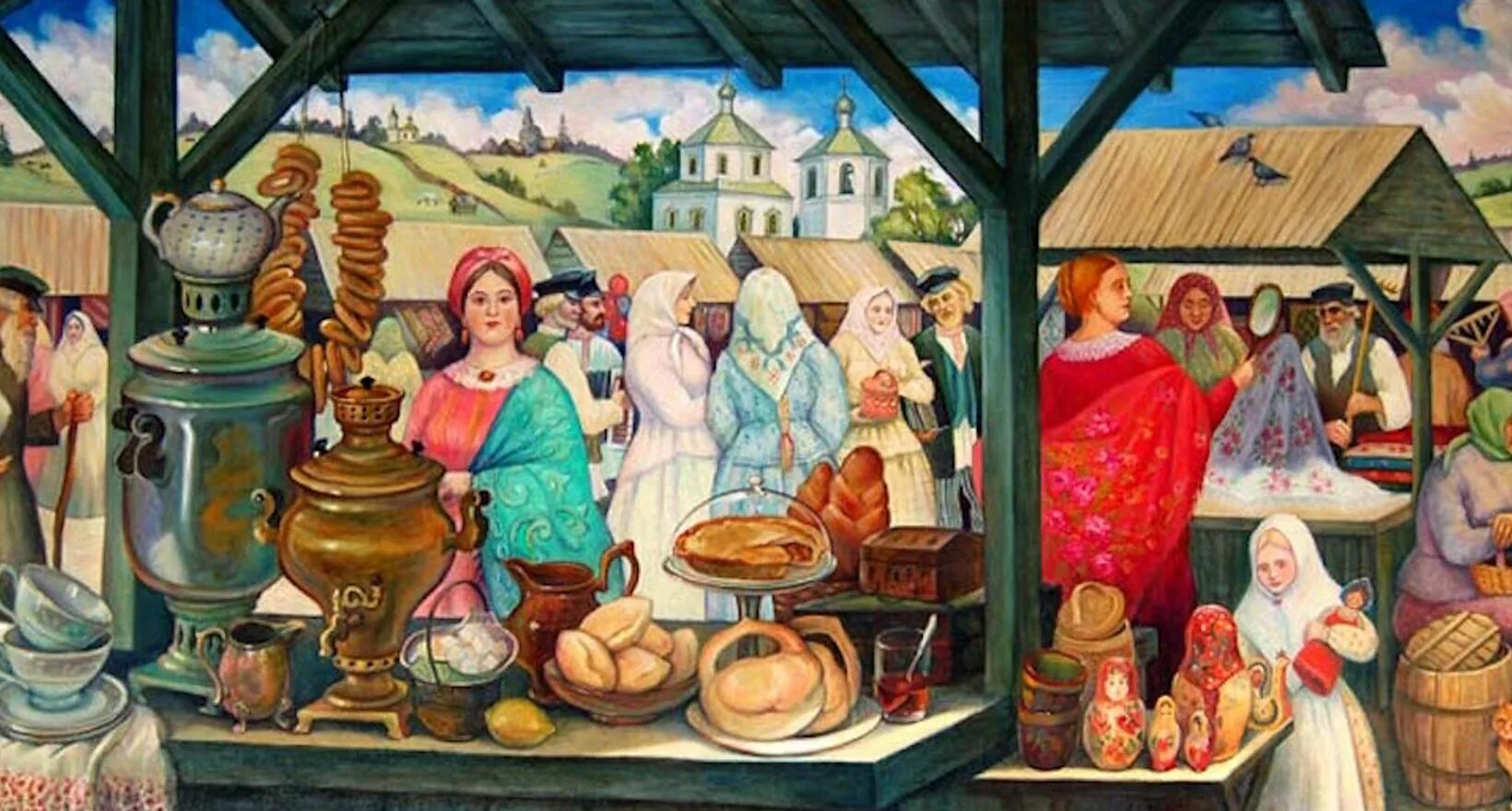Какой день картина. Борис Кустодиев торговка овощами. Кустодиев торговка овощами. Ярмарка в древней Руси. Кустодиев Борис Михайлович. Торговка овощами.