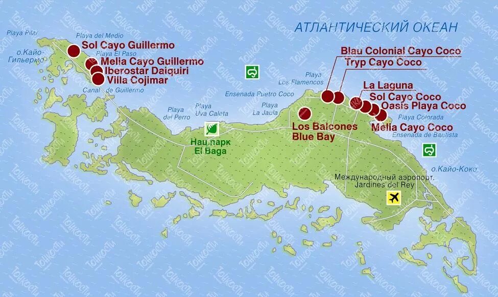Остров Кайо Коко на карте Кубы. Отели Кайо Коко Куба на карте. Карта острова Кайо Гильермо. Остров Кайо Коко Куба на карте Кубы.