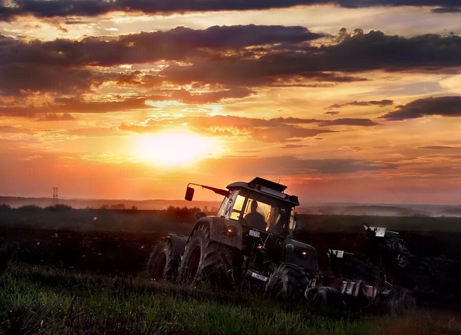День и ночь пашет. Трактор в поле. Трактор в поле фон. Трактор на закате. Красивый трактор.