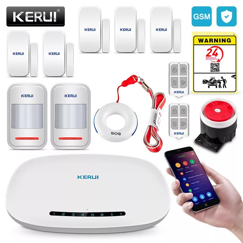 Gsm сигнализация датчик. Сигнализация KERUI GSM Burglar Alarm System. GSM сигнализация KERUI. KERUI GSM охранная сигнализация. Сигнализация GSM KERUI проводная w19.