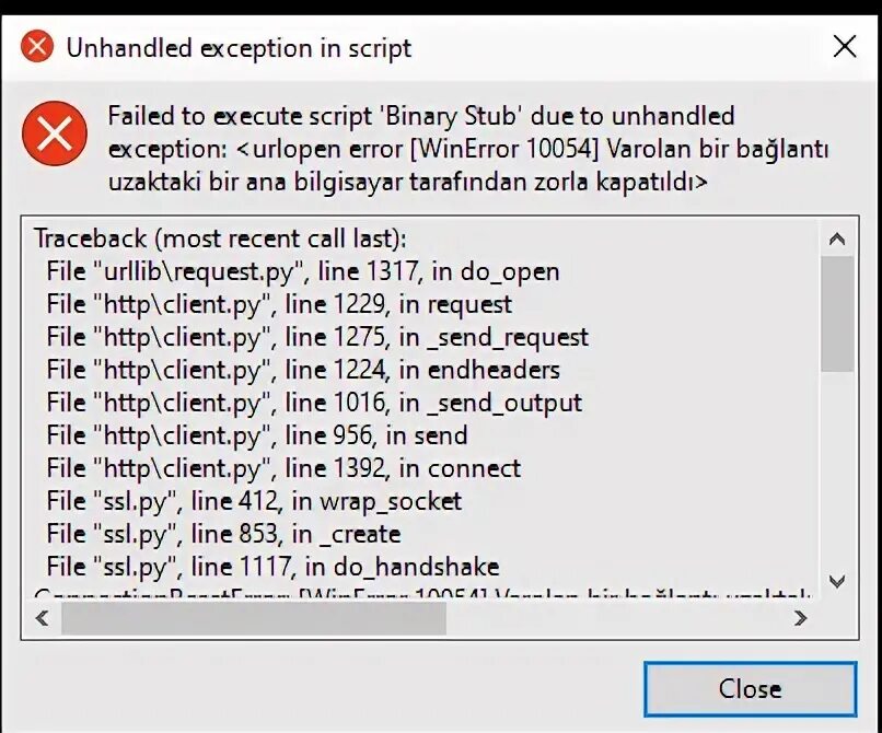 Exception user unhandled