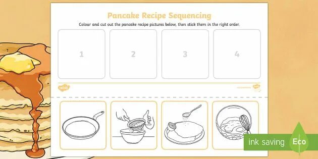 Pancakes worksheets for kids