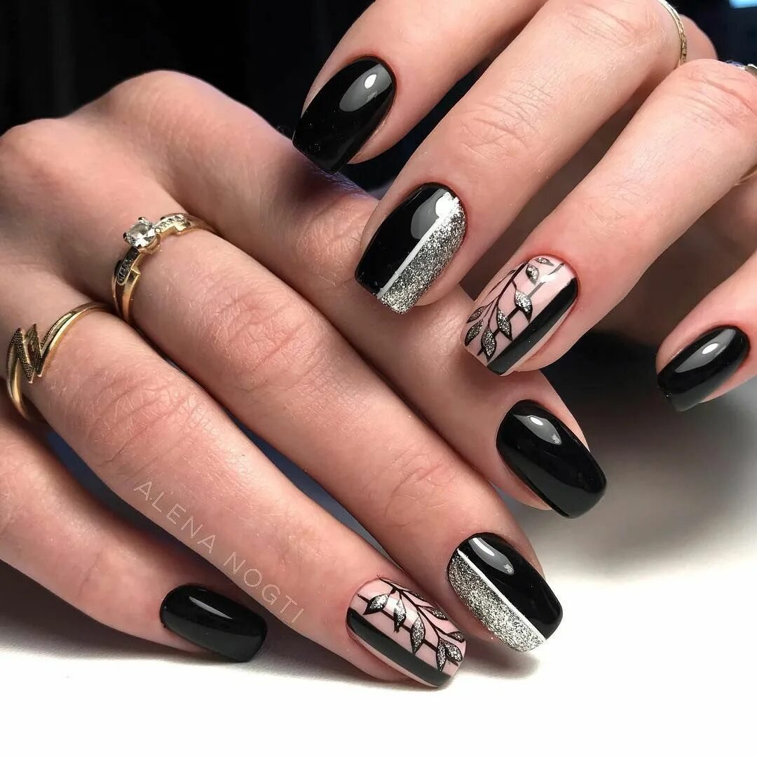 Дизайн ногтей новинки 2024г. Красивые стильные ногти. Темный маникюр. Красивые модные ногти. Черные ногти.