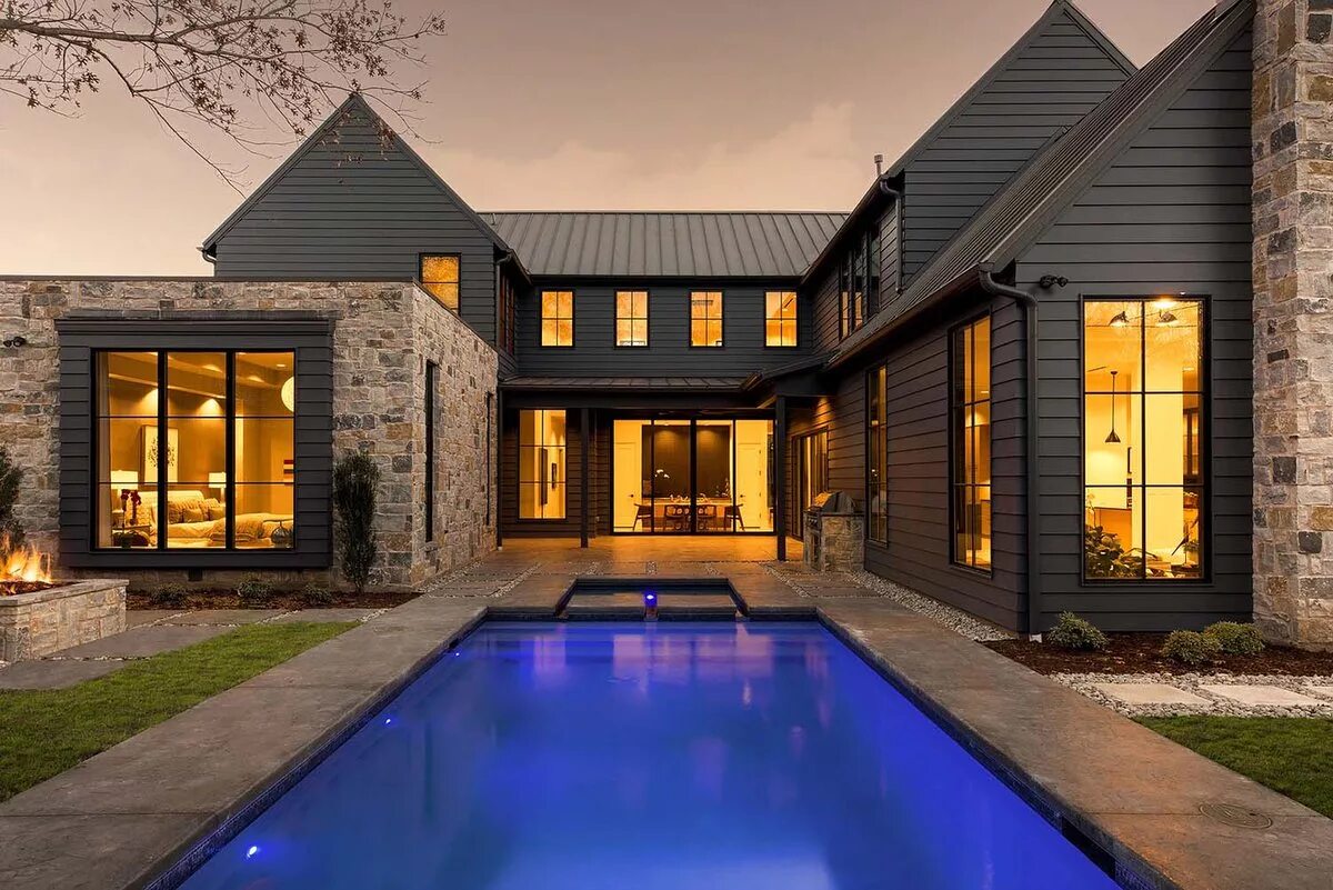 Красивая дача. Небольшой дом с босейно. Круче дачи. Сказочный деревянный домик. Дом шале камень/дерево в сосновом бору.