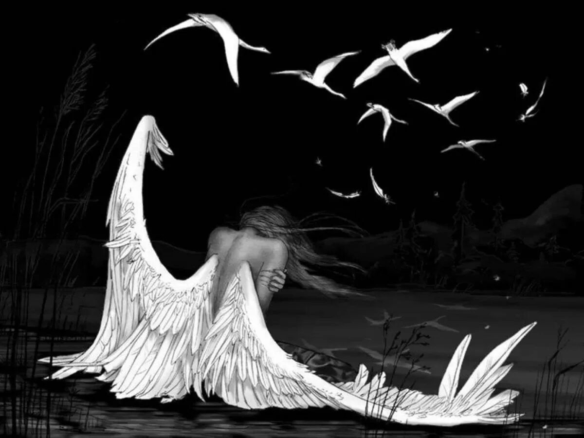 Колыбельная ворона. Девушка - ангел. Девушка ангел с крыльями.