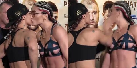 Female Boxer Dressed In Lingerie Kisses Opponent On Lips, Then Gets Slapped...