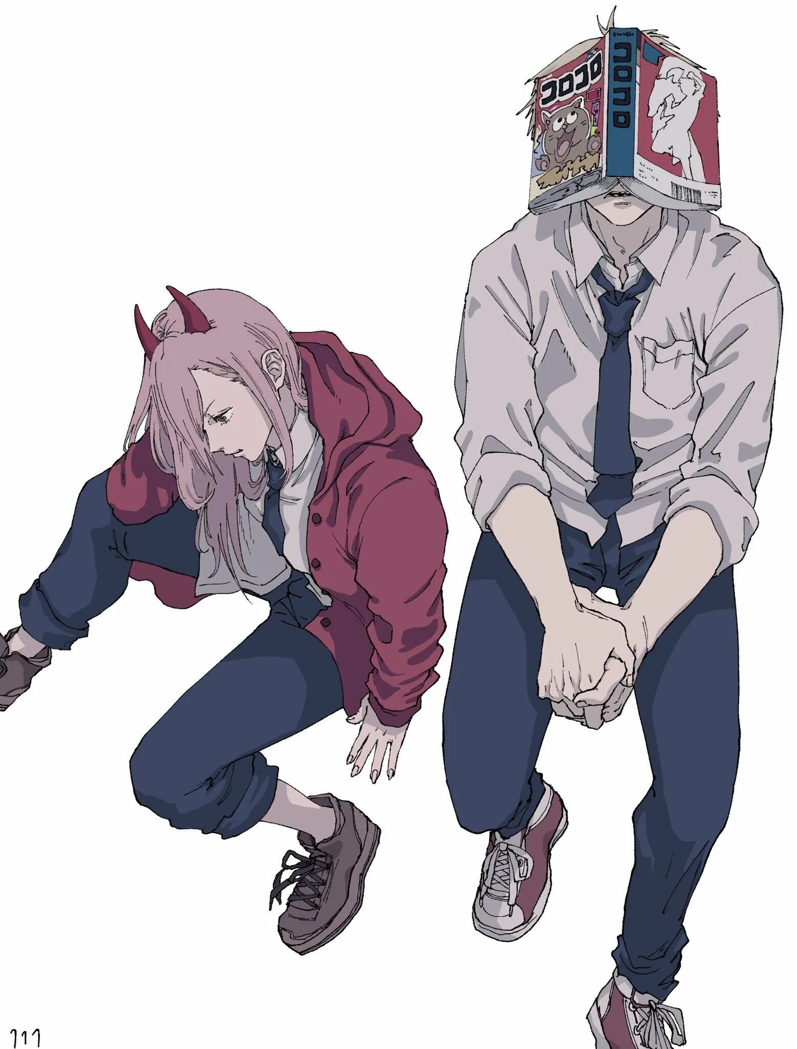 Денджи и пауэр. Пауэрс человек бензопила. chainsaw man дэнджи.