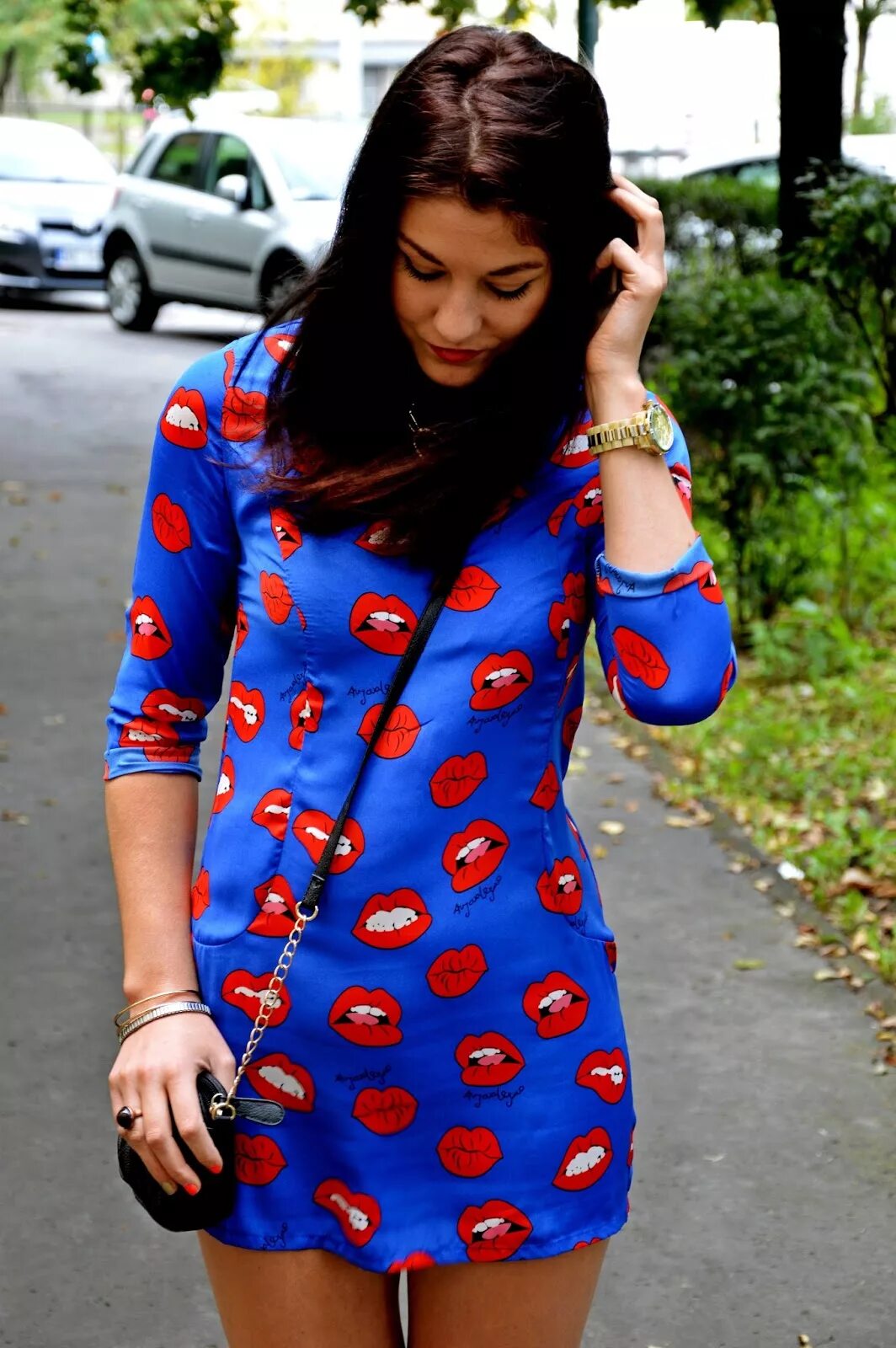 Платье с принтом губы