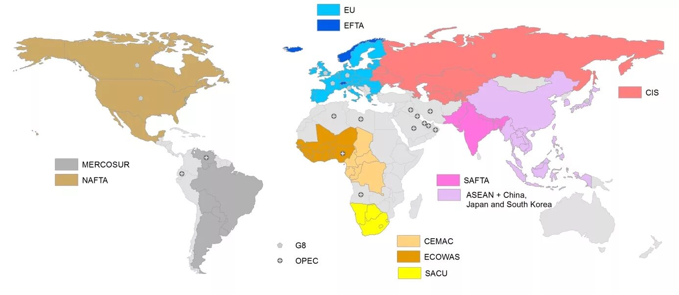 Союзы стран в истории. Страны входящие в ЕС АСЕАН нафта ОПЕК на карте. Интеграционные объединения ЕС карта. Интеграционные группировки на карте.