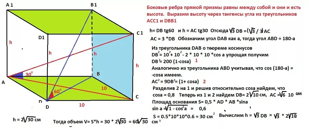 Правильная призма в основании ромб. Основание прямой Призмы. Диагональ Призмы. Диагональ прямой Призмы. Высота основания прямой Призмы.