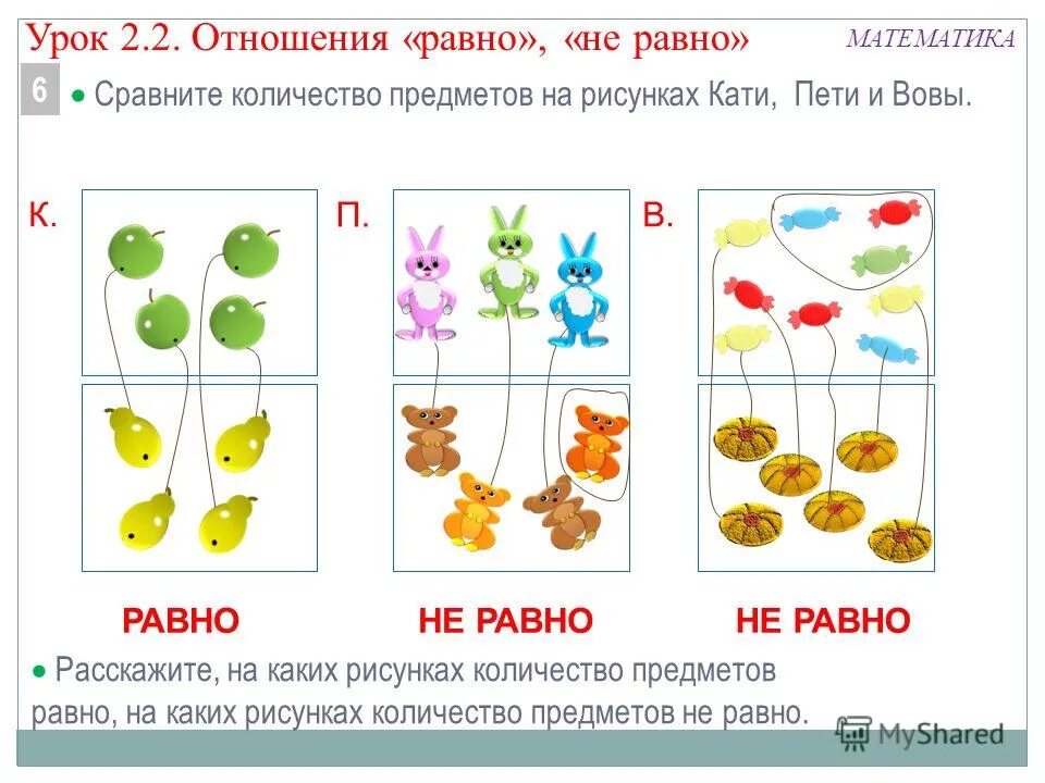 Сравниваем количество предметов. Сравнение чисел и предметов. Сравнение количества предметов 1 класс. Сравни количество предметов 1 класс. Сравнение двух равных и неравных групп предметов