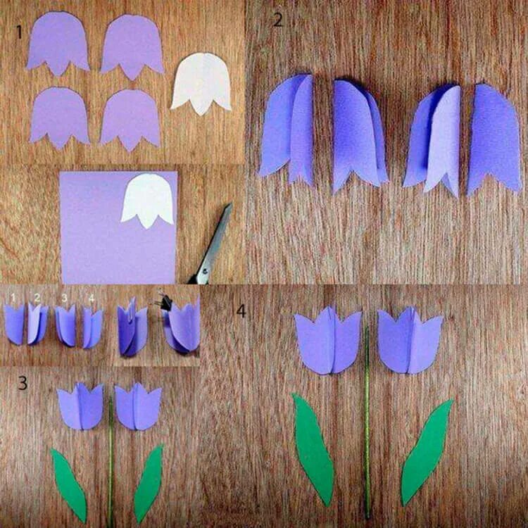 Цветы из картона. Схема изготовления тюльпана. Как вырезать тюльпан из бумаги. Объемная аппликация тюльпаны. Тюльпан из бумаги.