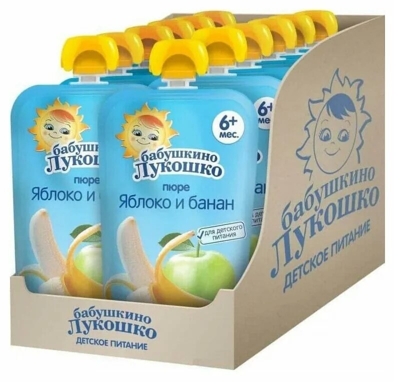 пюре пауч gerber ” яблоко банан ” (90г). яблоко банан пюре 80 гр бабушкино лукошко. пюре яблоко банан. пюре яблоко банан. лукошко банан яблоко.