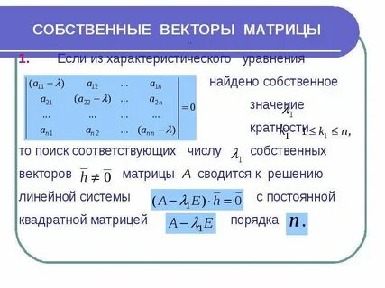 Собственные векторы матрицы определение