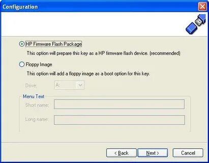 Configuration menu