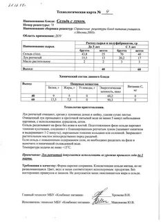 Технологическая карта сельдь