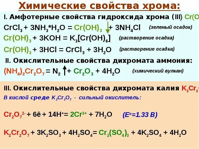 Гидроксиду хрома 3 соответствует формула. Химические свойства хрома реакции. Хром химические свойства. Хром хим св. Химические свойства соединений хрома.
