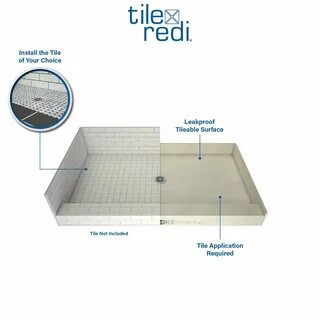 Tile Redi P3660C-PVC Shower Pan with Center Drain- Single Curb Shower Base...