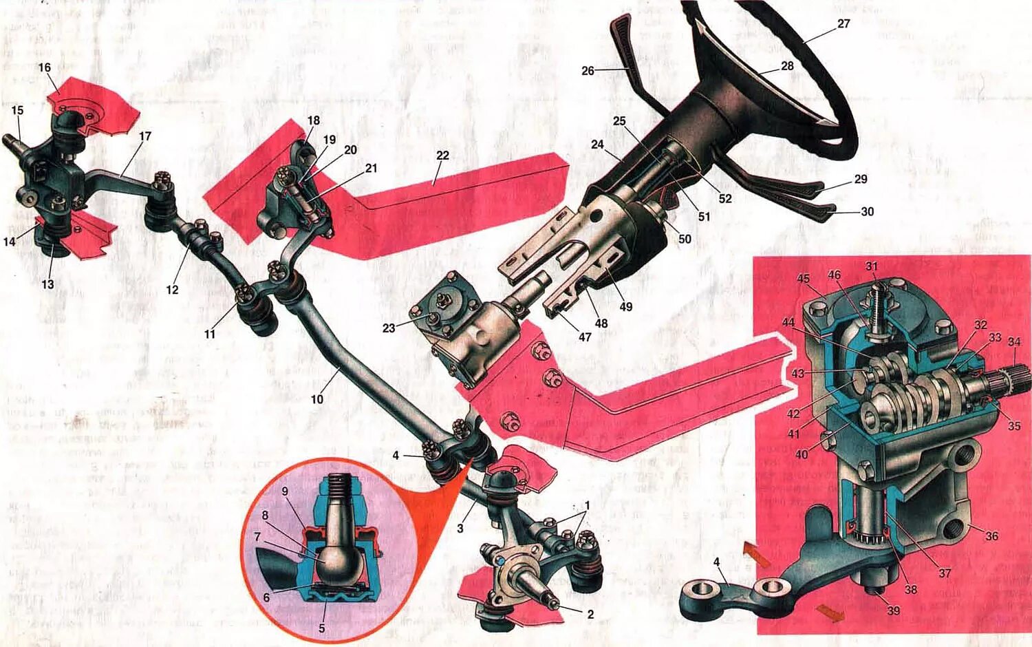 Почему не крутится руль. Редуктор рулевого механизма ВАЗ 2106. Схема рулевой колонки ВАЗ 2106. Рулевое управление автомобиля ВАЗ 2106. Механизм рулевого управления ВАЗ 2106.