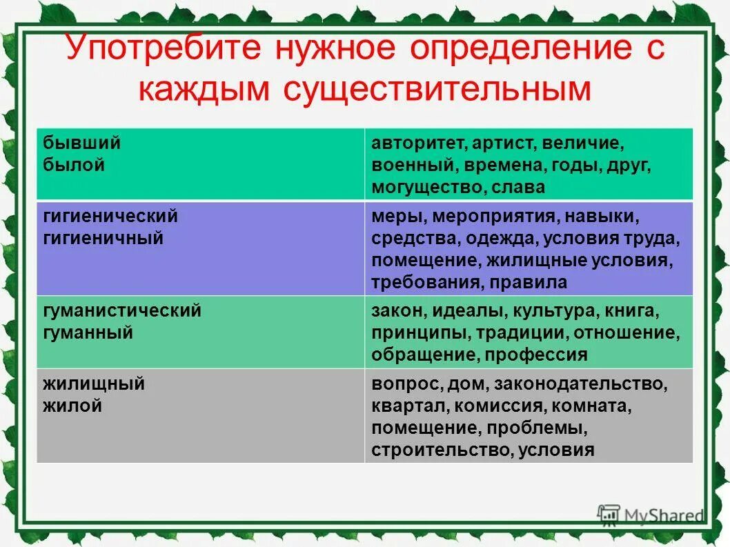 Бывший былой предложения