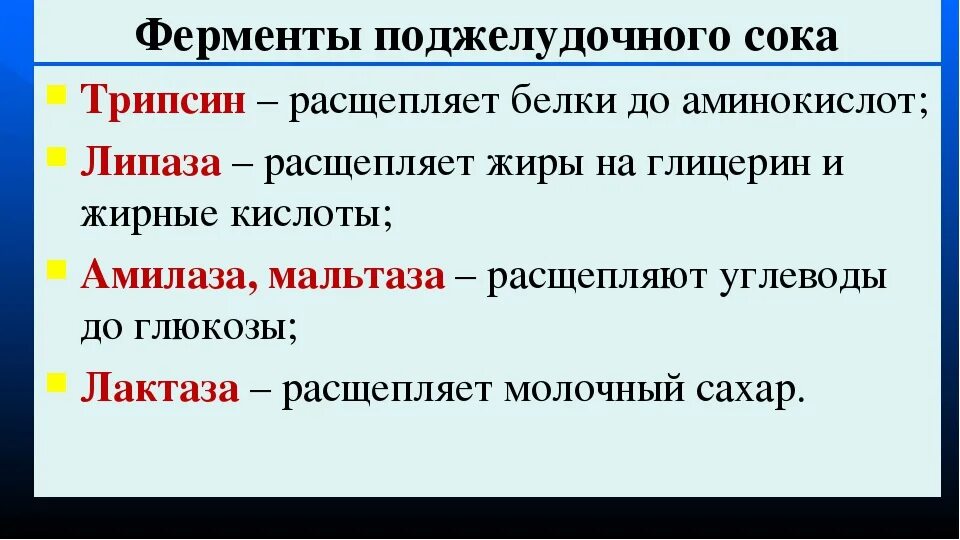 Фермент расщепляющий белок в кишечнике. Ферменты поджелудочного сока. Ыенсенты поджелужочного сока. Ферменты панкриотического Мока. Назовите ферменты поджелудочного сока.