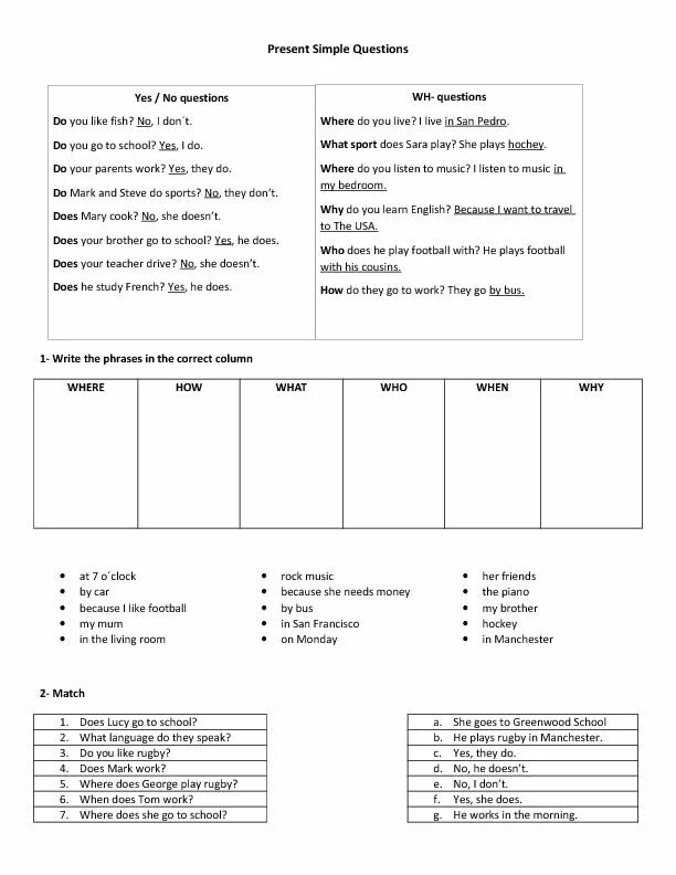 Answer the following questions where does. Present simple вопросы worksheets. специальные вопросы в present simple worksheets. презент симпл questions worksheets. present simple question wh-questions.