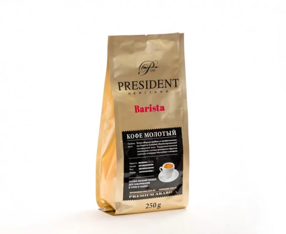 Кофе barista купить. Кофе молотый President Heritage Barista. Кофе President Heritage Barista зерно 250г, дой пак. Кофе President "Barista дой пак молотый", 250 гр. Кофе молотый Barista mio Balance.