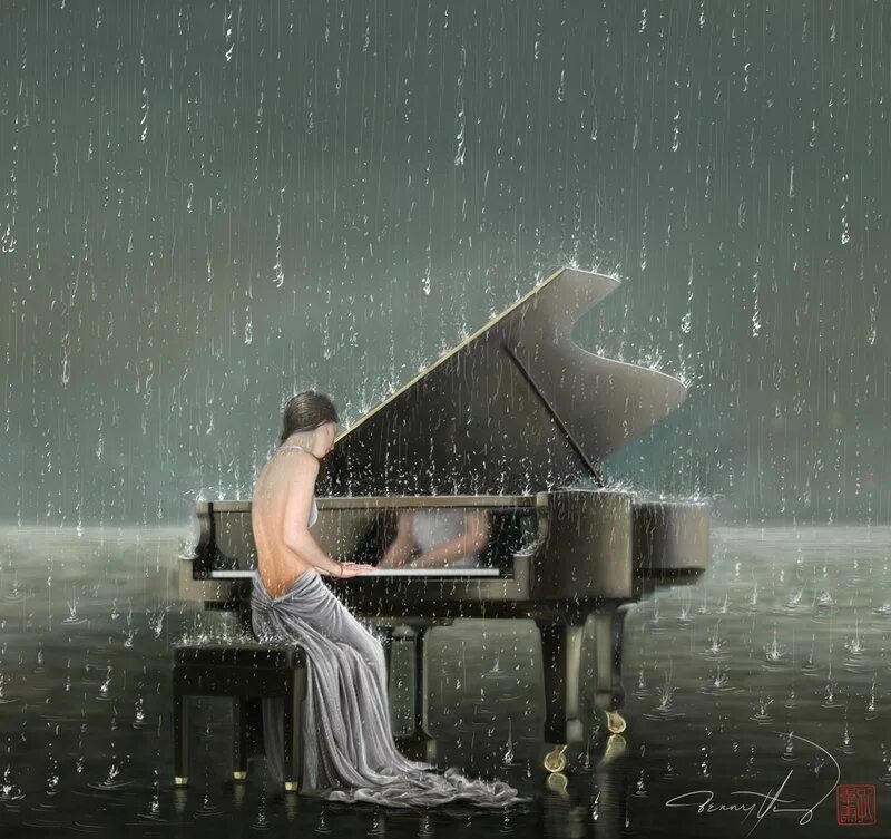 Пианист под дождем. Фортепиано под дождем. Дождь пианино. Музыкант под дождем. Музыка мелодия слез