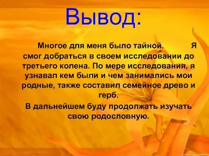 Заключение про семью