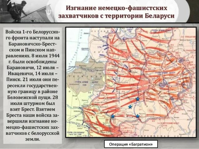 Освобождение белоруссии от немецко фашистских. Белорусская операция 1944 Багратион. Белорусская операция 1944 карта. Операция Багратион освобождение Белоруссии 1944 карта. Белорусская операция Багратион карта.