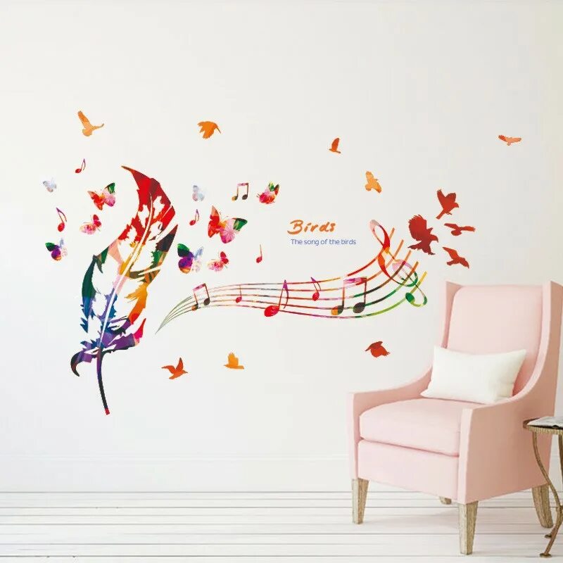 Руками стены песня. Наклейки на стену птицы. Роспись стен в музыкальном зале. Абстрактная роспись стен. Роспись стен абстракция.