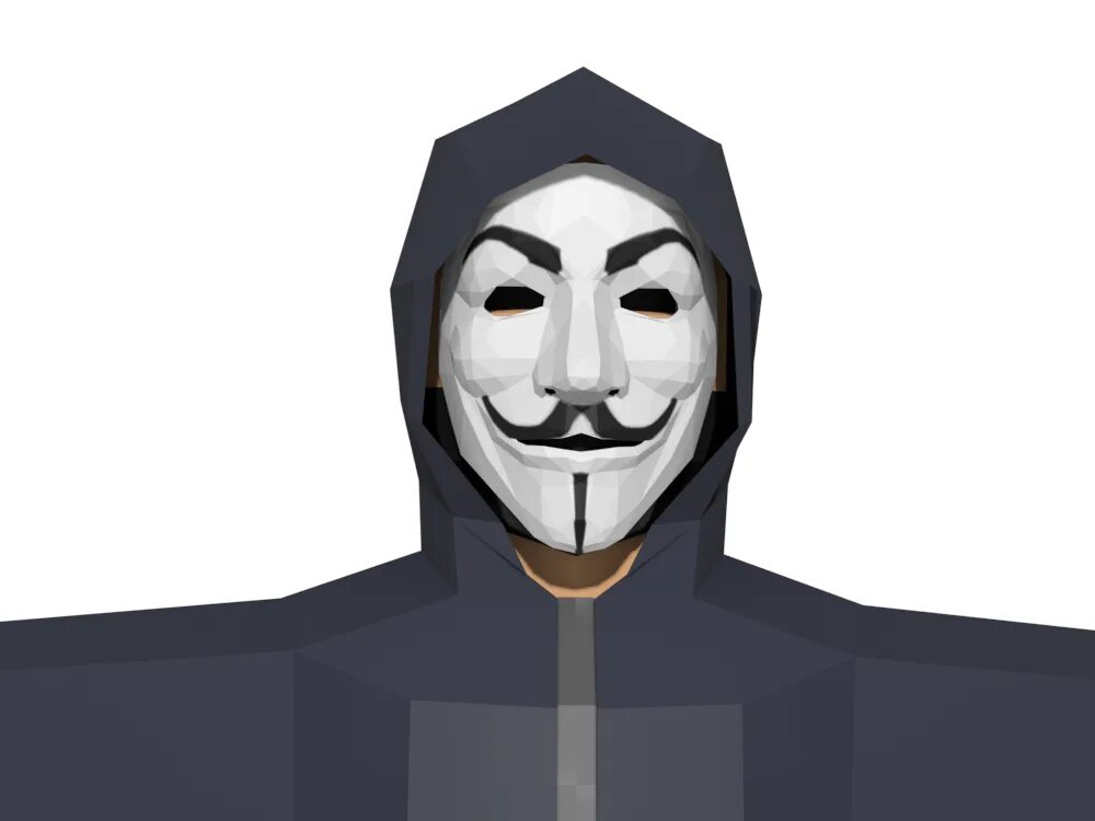 Model hack. Лоу поли маска анонимуса. hacker low poly.
