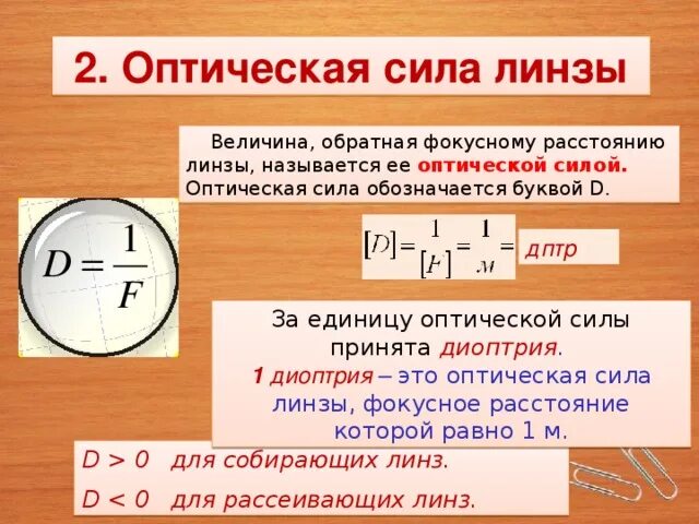 Оптическая линза буква