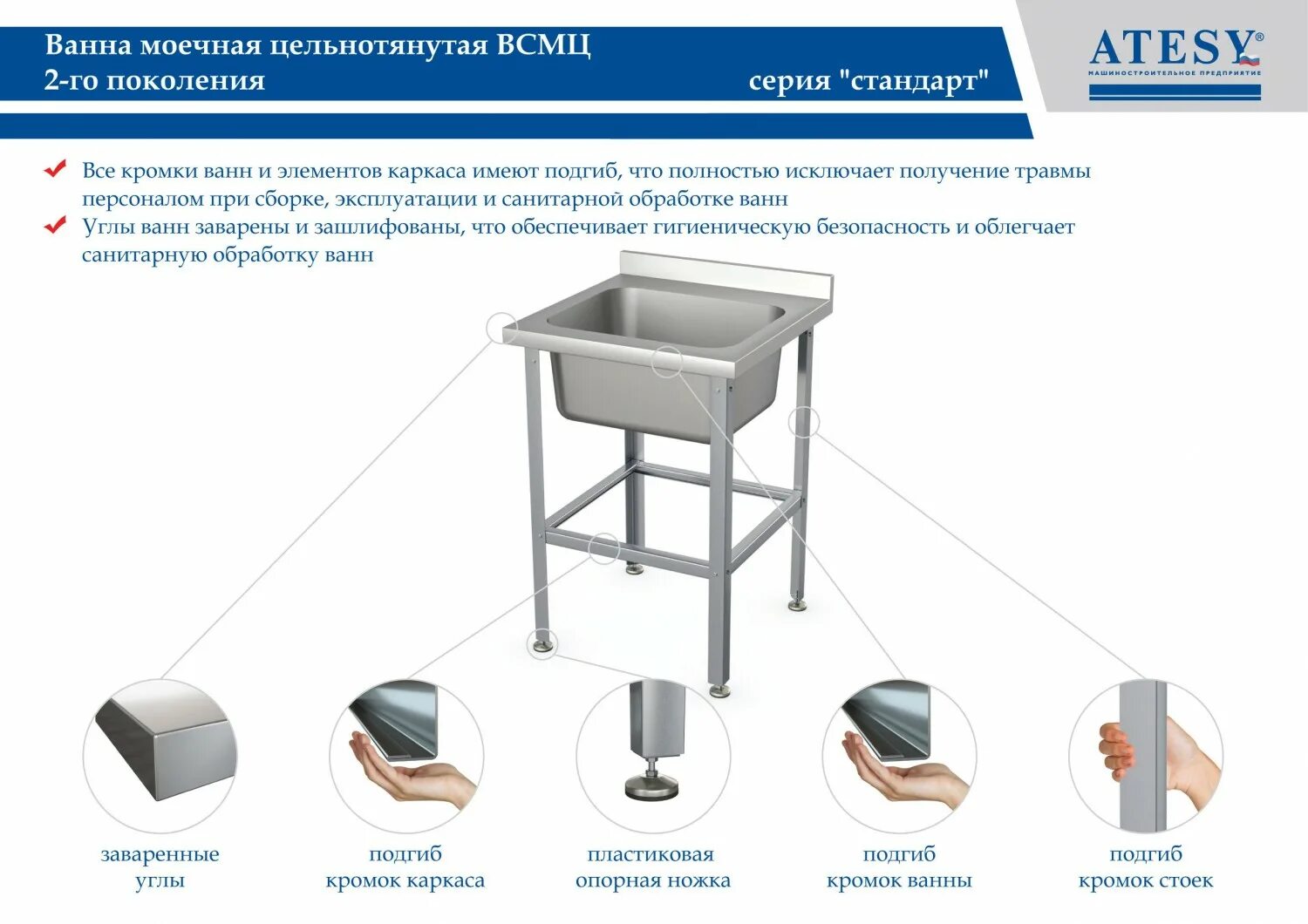 Ванна моечная ВСМ-С-2.430-02 (ВСМ-2/430). Ванна моечная ВСМ-1/430. Ванна моечная Atesy ВСМ-С-1.430-02. Ванна моечная Atesy ВСМ-С-1.600-02 (ВСМ-1/600). Ванна моечная всм 1
