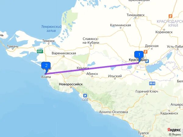Краснодар анапа время