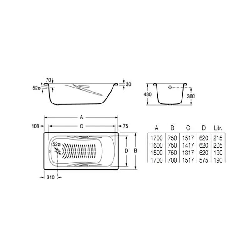 Roca Princess-n 160 75 ручки. Roca Princess-n 170x70 2209e0000 сталь. Roca 160x75. Roca Princess 170x75.