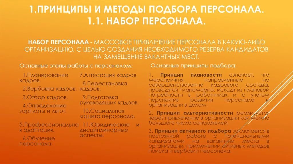 Методы набора могут быть. Методы и принципы подбора персонала. принципы набора персонала в организации.. принципы отбора персонала в организацию. принципы подбора и отбора персонала.