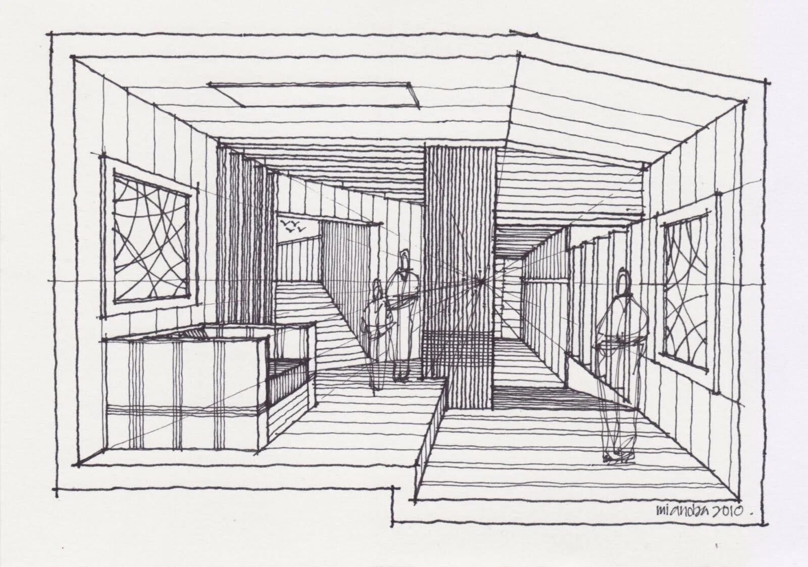 Интерьер здания рисунок 7 класс. "Интерьер1. Линейная перспектива". Угловая перспектива интерьера скетч. Фронтальная перспектива интерьера черчение. Перспектива с двумя точками схода интерьер.