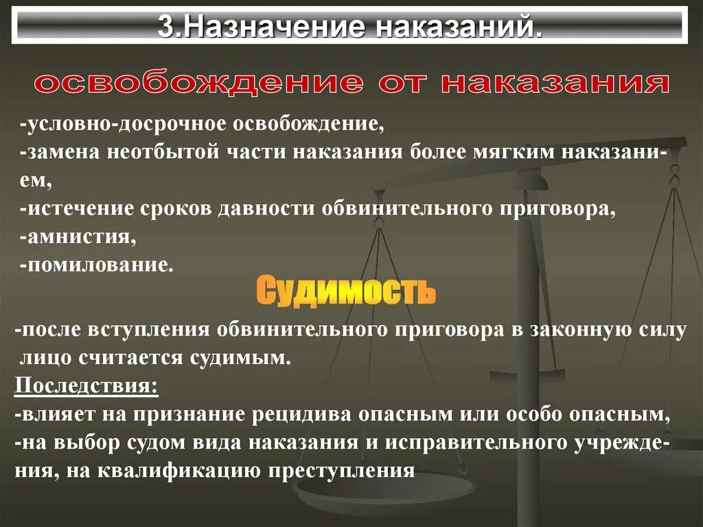 Истечение срока судимости. Освобождение от уголовной ответственности. Наказания по уголовному праву. Условно-досрочное освобождение. Условно досрочное наказание.