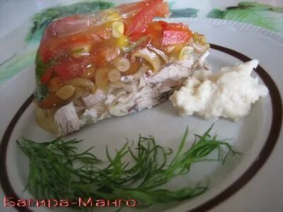 Заливное курицы с грибами