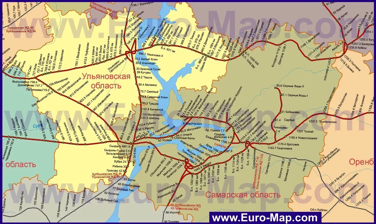 Карта Самарской области с железными дорогами. Железные дороги Самарской области на карте. Карта Куйбышевской железной дороги. ЖД пути Самара на карте.