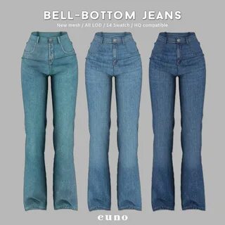 three different types of bell bottom jeans.