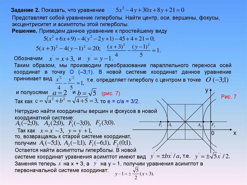 Асимптоты гиперболы второго порядка. Формула построения гиперболы. Координаты вершин гиперболы. Нахождение координат фокусов гиперболы. Координаты прямой x a 0