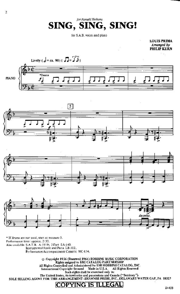 Sing sing sing lyrics. Sing Sing Sing Ноты для фортепиано. Sing Sing Sing Benny Goodman Ноты. Louis prima - Sing, Sing, Sing. Ноты для саксофона Sing Sing.