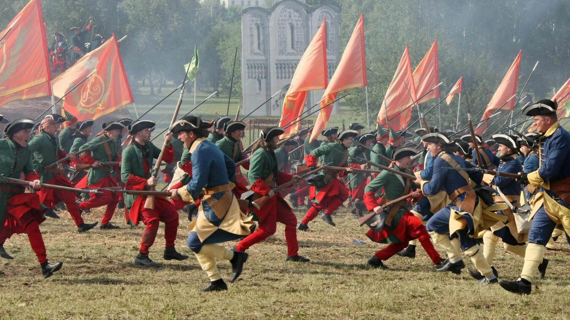 Полтавская битва 1709 год реконструкция. Полтавская битва реконструкция боя. Армия Петра Полтавская битва.