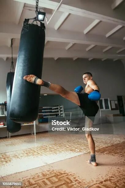 Kickboxer Training with Punchbag Stock Image Image of fighter, activity: 44552