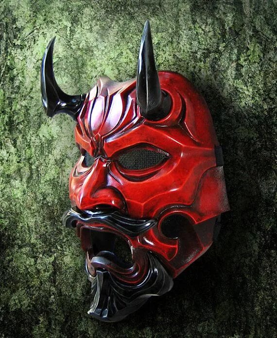 Маска они. Красная маска они. Красная маска демона. Белая маска демона.