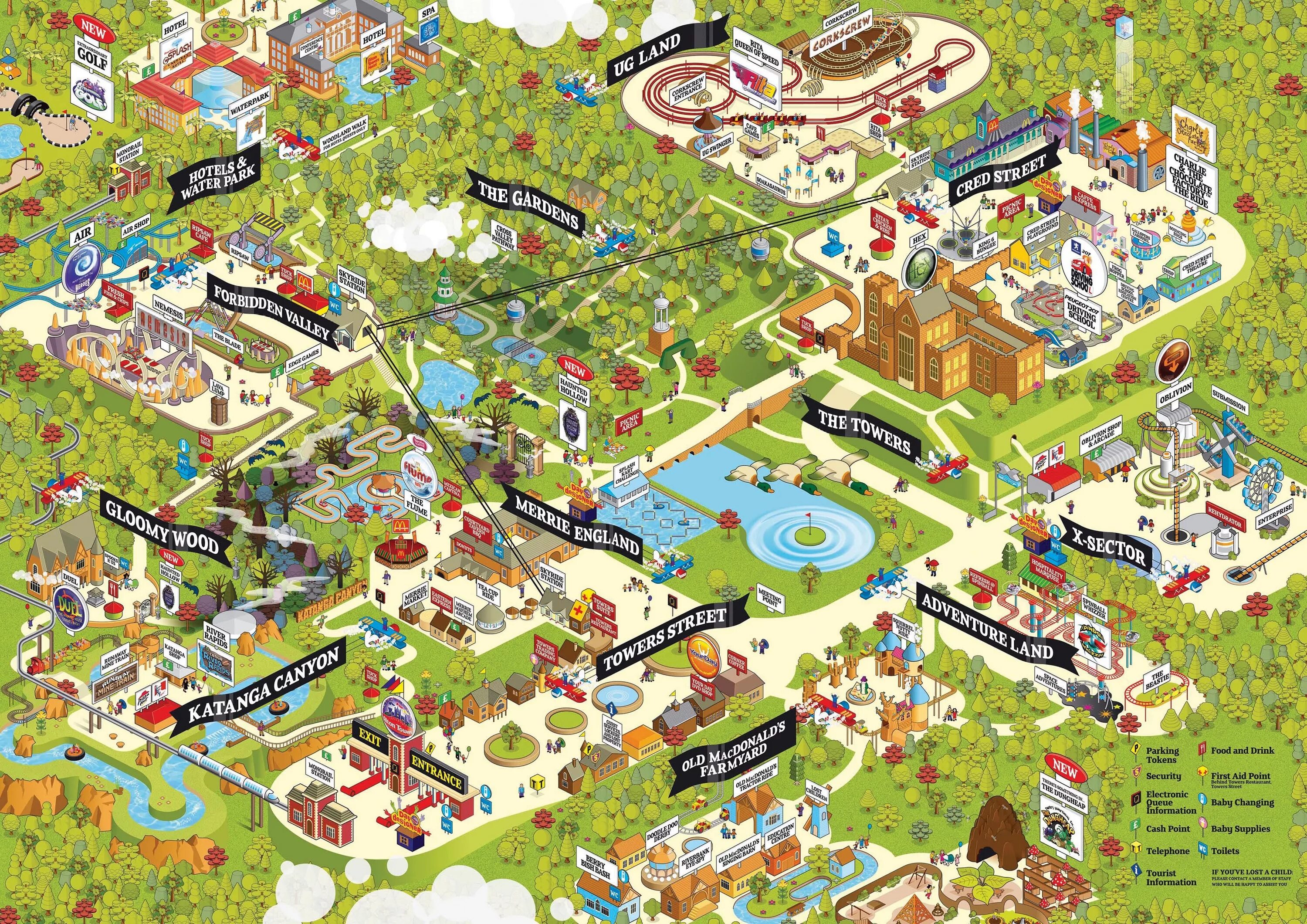 Alton Towers Theme Park. Theme Park Map. Alton Towers Map. Карта аттракционов.