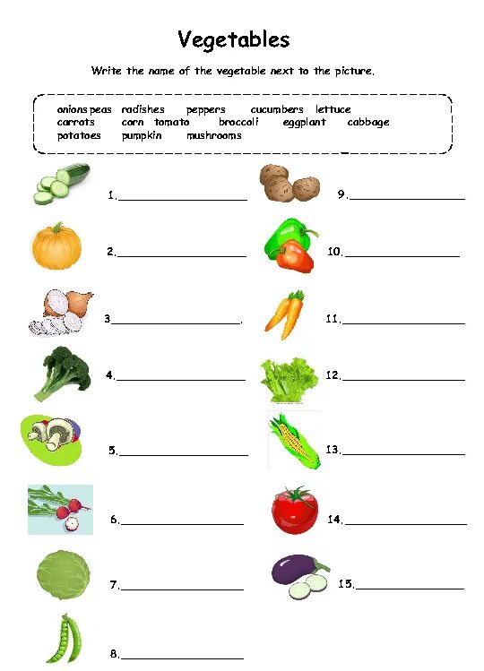 Vegetables exercises