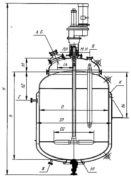 Реакционные аппараты. Аппарат с мешалкой чертеж 10м3. Реактор с мешалкой 80 м3. Реактор с рубашкой и пропеллерной мешалкой. Пропеллерная мешалка схема.